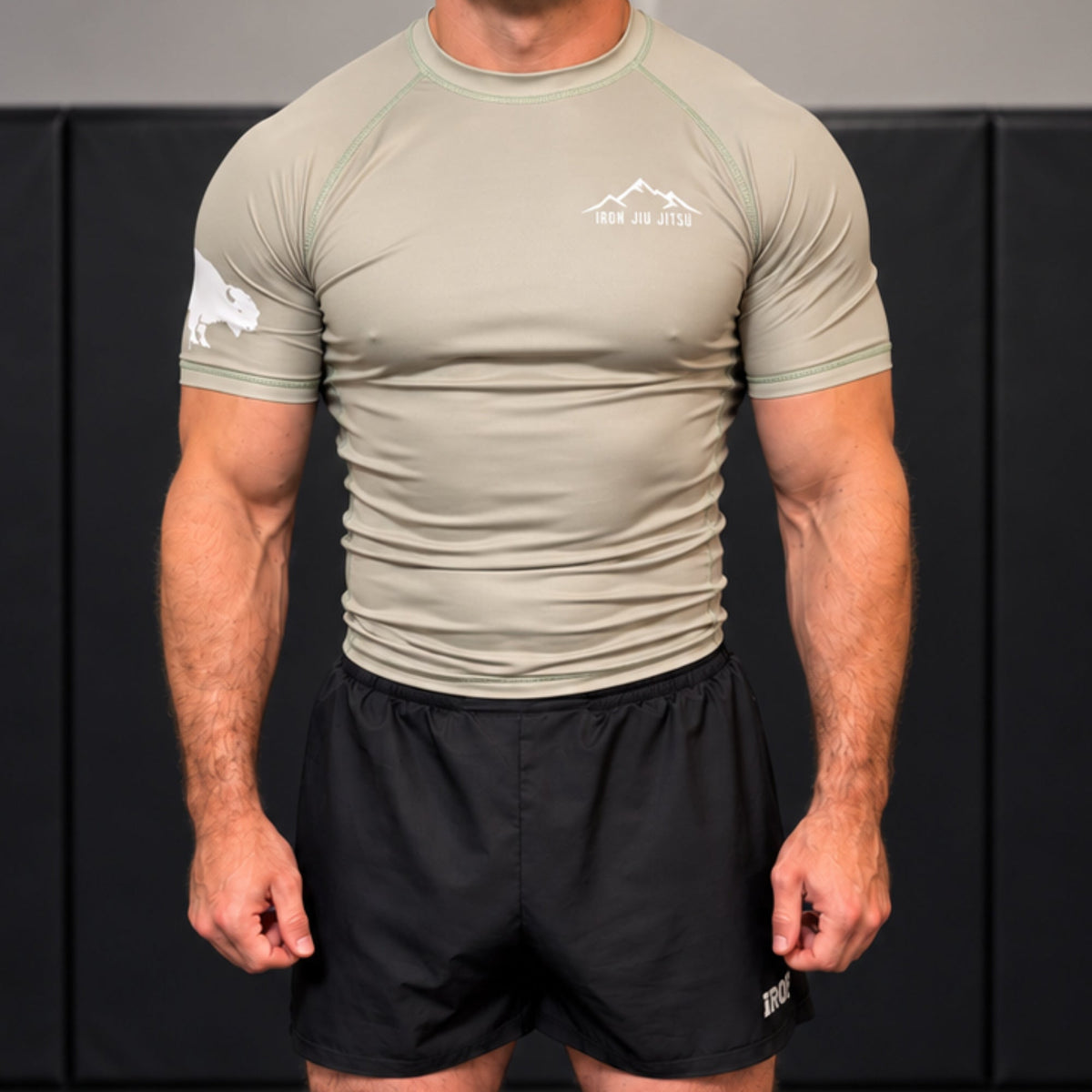 Iron Jiu Jitsu Mountain Rash Guard, Olive, gym