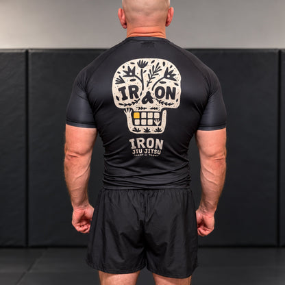 Iron Jiu Jitsu Wild Skull Rash Guard, Black, back view