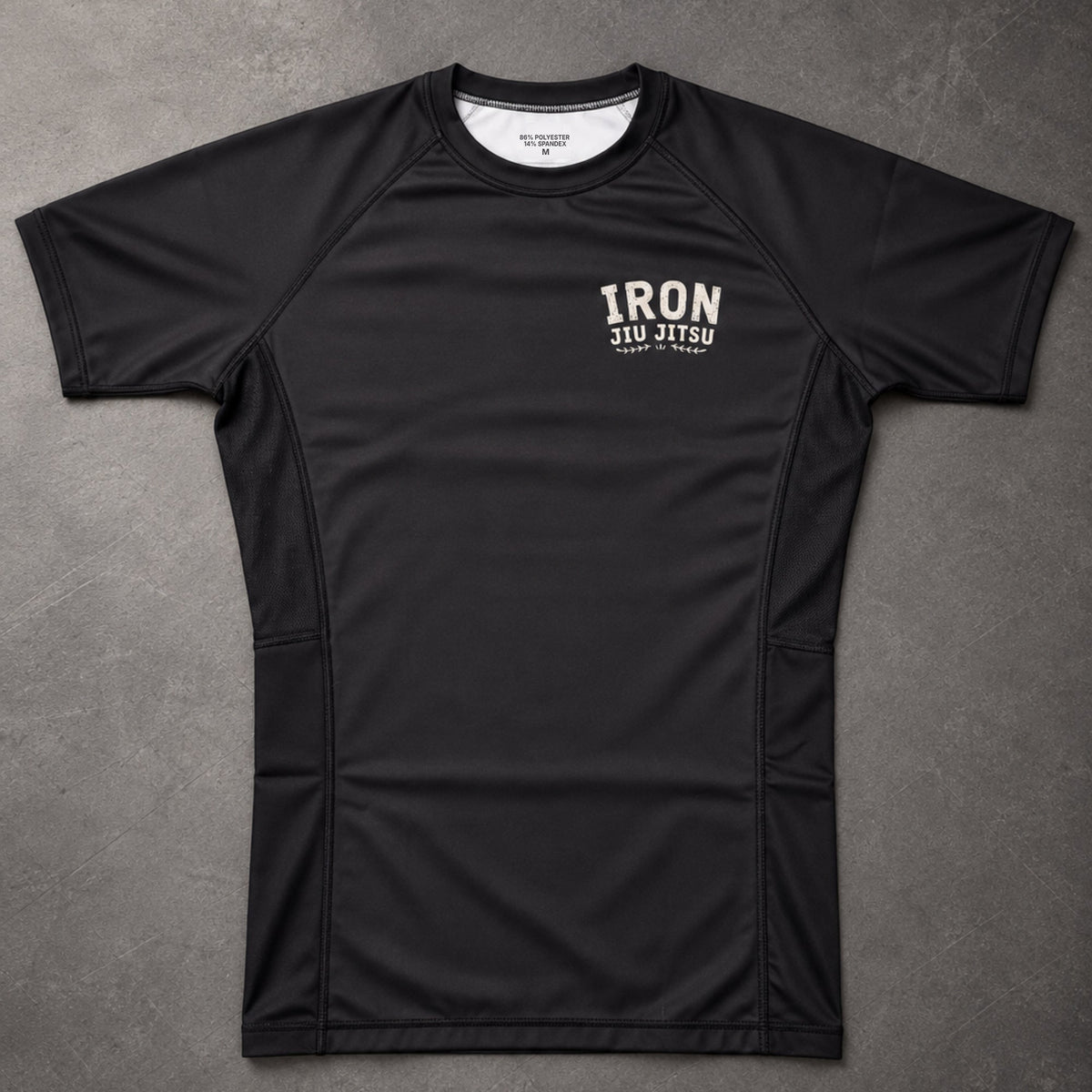 Iron Jiu Jitsu Wild Skull Rash Guard, Black, front flat
