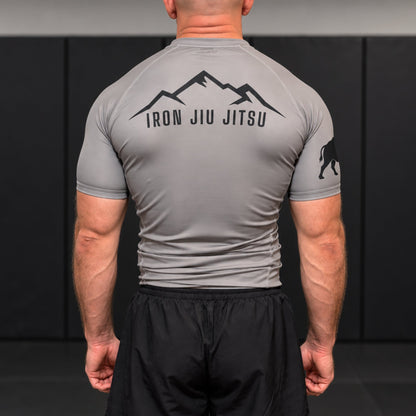 Iron Jiu Jitsu Mountain Rash Guard, Granite, back view