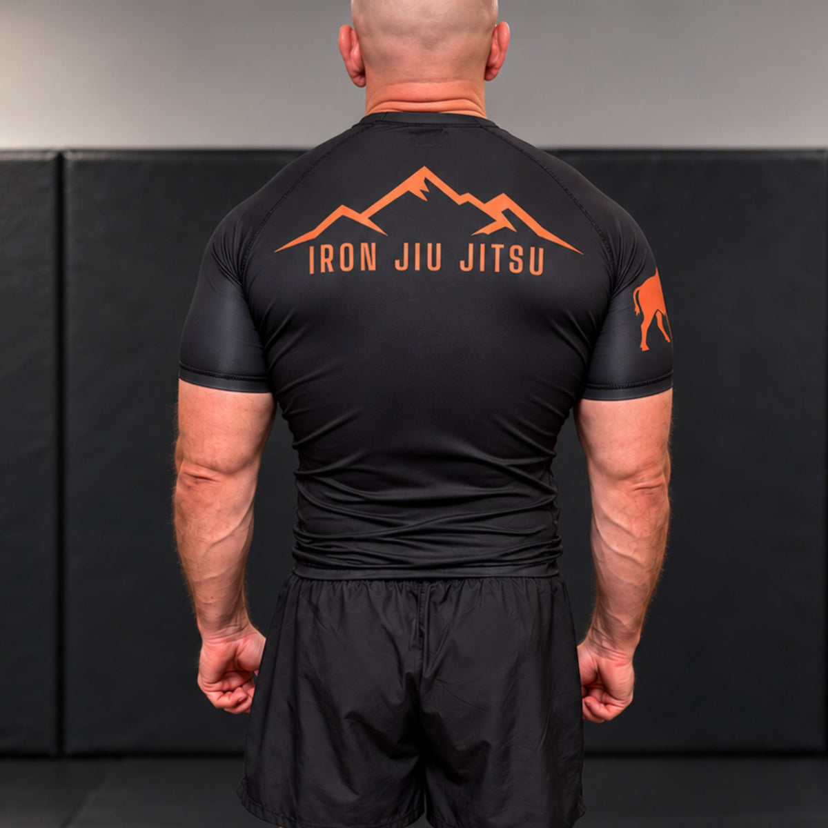 Iron Jiu Jitsu Mountain Rash Guard, Black, back view