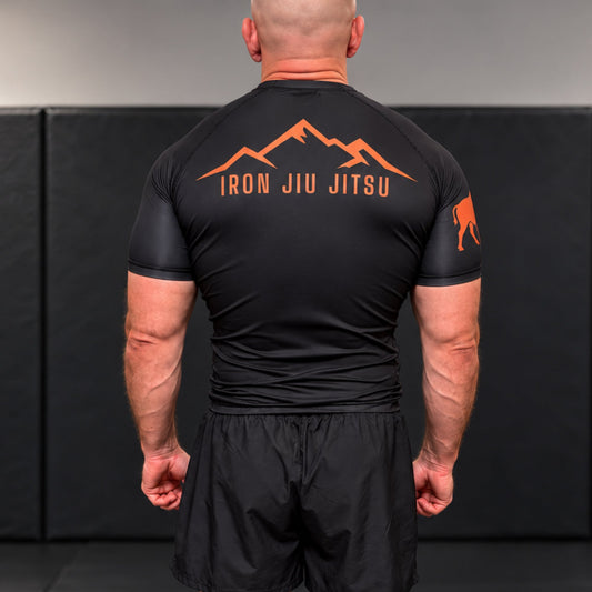 Iron Jiu Jitsu Mountain Rash Guard, Black, back view