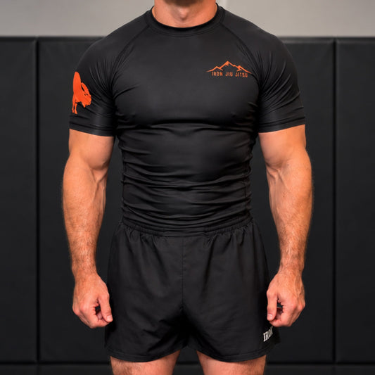 Iron Jiu Jitsu Mountain Rash Guard, Black, gym