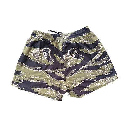 TIGER CAMO HYBRID COMBAT SHORTS WITH BUILT-IN COMPRESSIONS
