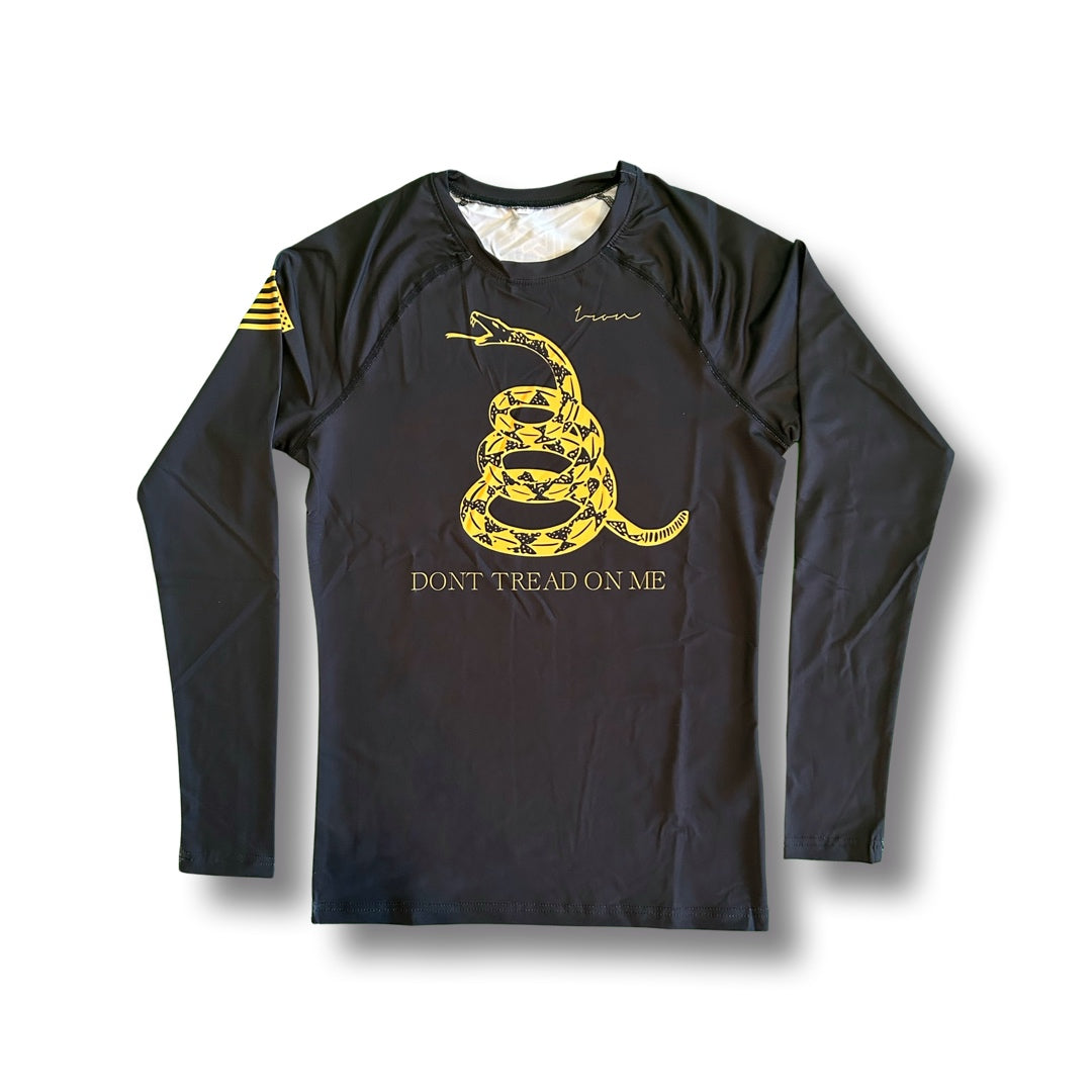 Don't Tread On Me T-Shirt With US Flag On Sleeve | 100% Cotton Patriotic Tee | Made In USA - View #2